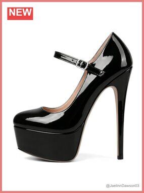 6 Inch Stiletto Heel Platform Mary Jane Pumps Round Toe Ankle Strap Party Dress